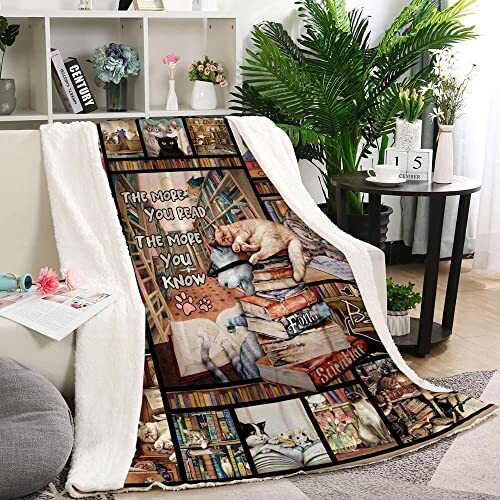 Book Lovers Gifts Throw BlanketCat Gifts for Cat Lovers BlanketCat Lover  - Picture 6 of 8