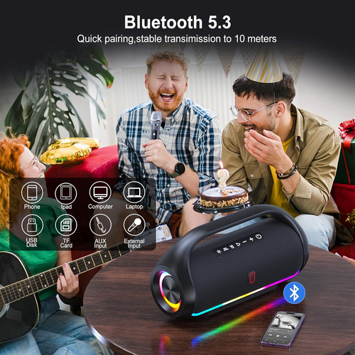 Portable Bluetooth Speaker Wireless: IPX5 Waterproof Speaker Boom Music Box - Picture 3 of 9