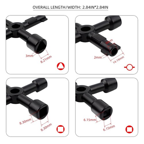 Llave cruzada multifuncional de 4 vías Llave de servicios públicos - Picture 7 of 7
