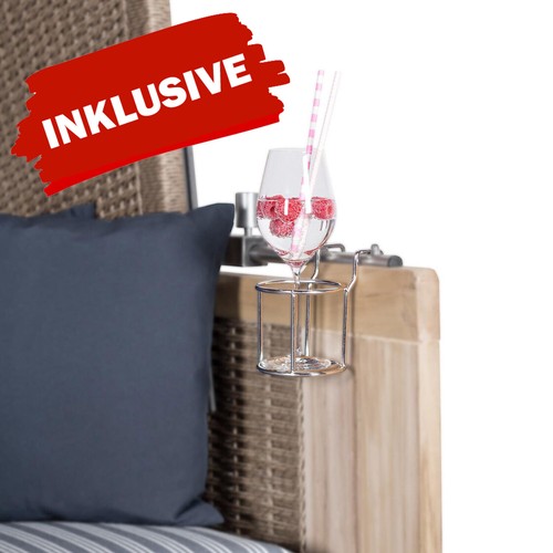 Strandkorb-Set - 2-Sitzer - Volllieger - Schleswig Pinie - PE mokka - Modell 555 - Bild 10 von 12