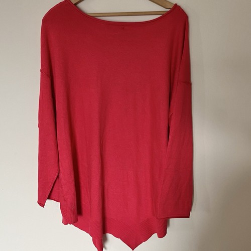 Verve Ami Womens Size 1X Fuschia Pink Red Long Sleeve Asymmetrical Sweater - Picture 6 of 7