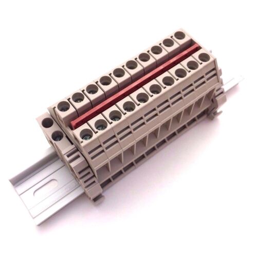 Power Distribution Terminal Blocks 10 Connector Din Rail Dinkle 8Awg 50A 600V