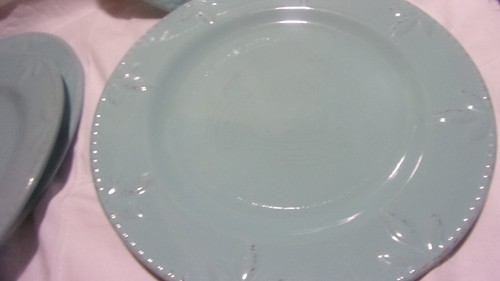 [LOT OF 4] Signature Stoneware Sorrento Aqua-Teal 11.25" Dinner Plates - Picture 7 of 12