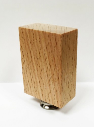Lampenfinale - massives Buchenholz Rechteckblock - mit Doppelgewindesockel - Nickel satiniert - Bild 4 von 6