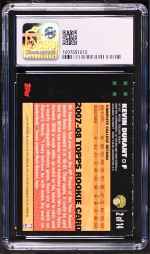 2007-08 Topps Rookie Set KEVIN DURANT Rookie Card Orange Rare Parallel CSG 7 - Picture 2 of 2