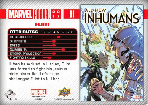 FLINT / 2017 MARVEL ANNUAL (Upper Deck 2018) BLUE PARALLEL BASE Card #81 - Picture 2 of 2