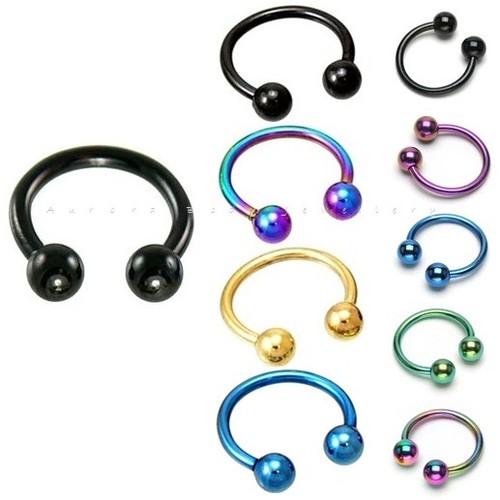 Anodised Captive Ring Horseshoe Twist Eyebrow Tongue Labret Tragus Cartilage Bar - Picture 3 of 17