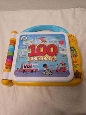 Leap Frog 100 Things That Go Electronic Learning Book Lights Sounds Bilingual 
