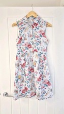 Cath Kidston Afternoon Tea Dress Womens Size UK 10 White Floral 100% Cotton