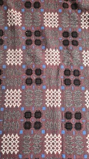 Vintage Welsh Wool Tapestry Blanket Reversible 130x127cms