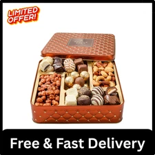 Christmas Chocolate Gift Basket- Holiday Nut and Candy Gift Box for Men, Women,