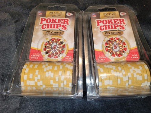 NFL Kansas City Chiefs Poker Chips - Gold Collectors Edition- Set Of 2 Packages - Picture 3 of 3