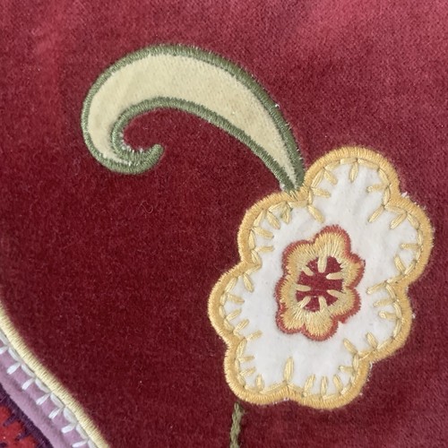 2 Pottery Barn Dekokissen rot Samt jakobinisch Blumen 18x18" INKLUSIVE Einlagen - Bild 6 von 24