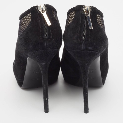 Dior Black Mesh and Suede Peep Toe Booties Size 39.5 - Picture 5 of 9