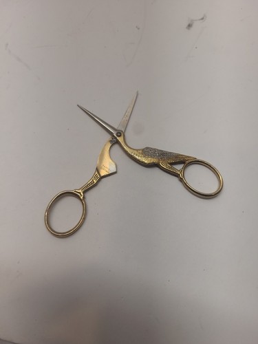 Vintage Embroidery Stork Scissors Gold/Silver Color 3-1/2" Germany- Free Shippin - Picture 3 of 8