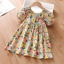 Girls Cute Sweet Tiny Flower Short Sleeve Dress sz 4yrs