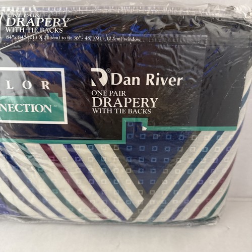 Vintage Dan River Pair Of 1980’s Drapery With Tie Backs - New In Package - Picture 4 of 10