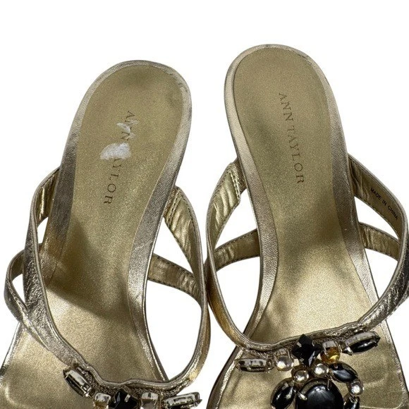 Сандалии на котятином каблуке с золотыми камнями Ann Taylor, размер 8 - Изображение 4 из 4