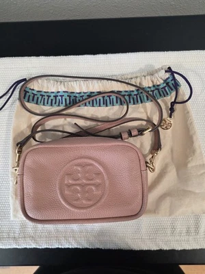 Tory Burch Light Pink Pebbled Crossbody Bag Double Compartment Gold Hardware - Image 1 of 4