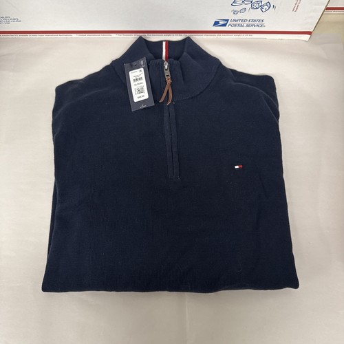 Tommy Hilfiger Quarter Zip Pullover Herren Navy XL Langarm Sweater Shirt - Bild 1 von 7