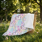 MonsterBucket Unicorn Baby Blanket 30x40 Soft Fleece Pastel Rainbow Nursery Girl