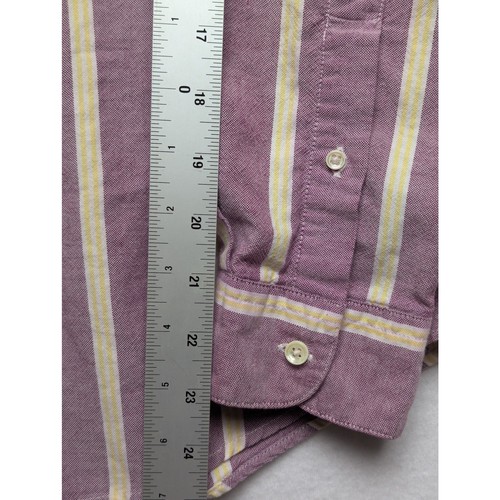 Vintage Men's Claiborne Purple & Yellow Striped Shirt 100% Cotton - Picture 9 of 9