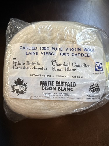 White Buffalo Canadian Sweater 100% Virgin Wool 8 Oz Yarn, Metev Mills, New! - Picture 2 of 6