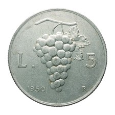 Italy 5 Lire 1950 Aluminium Coin Z1544