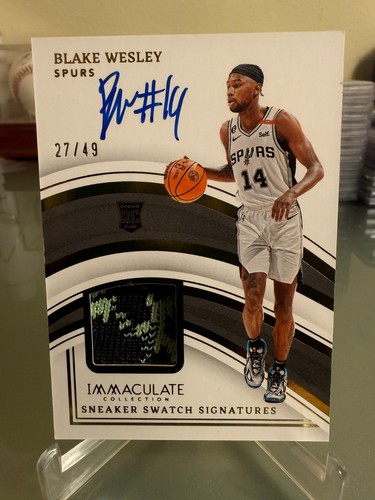 2022-23 Immaculate Blake Wesley Sneaker Swatch Signatures RC Auto /49 #SN-BWS - Foto 1 di 2