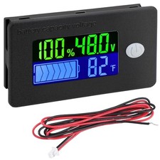 48v Golf Cart Battery Meter - LCD Display Lithium Battery Monitor 10-100v