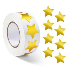 Gsinodrs 1000Pcs Gold Star Stickers - 1 Inch 1inch, Gold-stamped