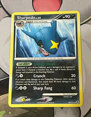 Sharpedo Lv.43 49/111 Rising Rivals Pokemon Trading Card LP/NM