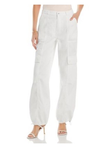 JONATHAN SIMKHAI Womens White Zippered Straight Leg Toggle Hems Cargo Pants S - Picture 4 of 9