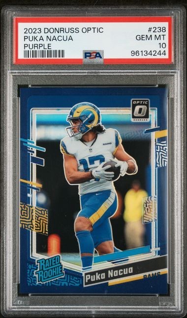 2023 Panini Donruss Optic Rated Rookie Puka Nacua #238 Purple Prizm 09/50 (RC)
