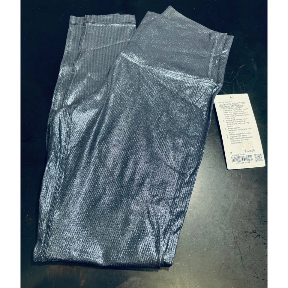 Leggings acanalados metálicos de tiro alto Lululemon Align para mujer talla 8 Foto 2 de 4