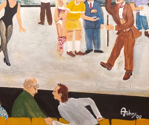 1999 AMERICAN ANDREW JOHNS SIGNED ORIG OIL on CANVAS BROADWAY ACTORS REHEARSAL - Picture 6 of 9