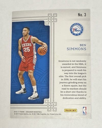 2016-17 Panini Excalibur - Squire Ben Simmons #3 (RC) - Bild 2 von 7