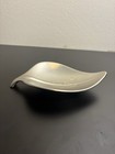 Leaf Shaped Spoon Rest Or Trinket Holder/Silver Tone/Die Cast/Satin Finish