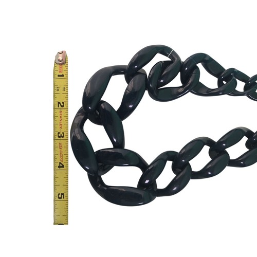 Chunky Navy Blue Acrylic Gold Tone Chain Necklace Bold Statement - Picture 6 of 6