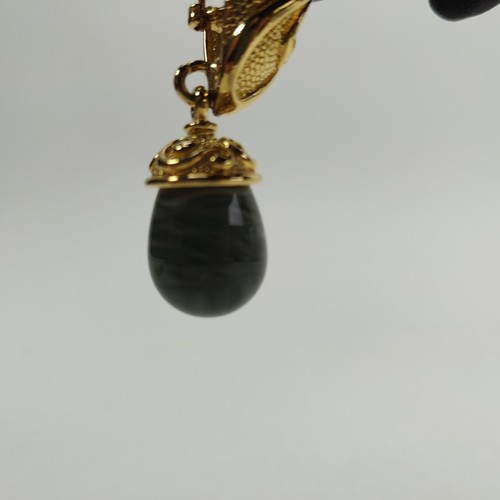 Jose Barrera for Avon Gold Tone Scroll Venetian Mist Marbled Drop Lucite Brooch - Picture 12 of 20
