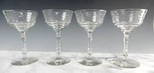Set of 4 Piece Libbey Rock Sharpe Etched Glass Arctic Rose Champagne Glasses 6"