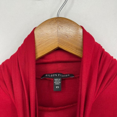Eileen Fisher Long Sleeve Turtleneck Shirt Women's Size XS Red Rayon Blend Solid - Picture 4 of 9