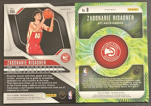 (2) 2024 Panini Prizm Basketball ZACCHARIE RISACHER Rookie Skewed Prizm / 249 RC - Picture 2 of 2