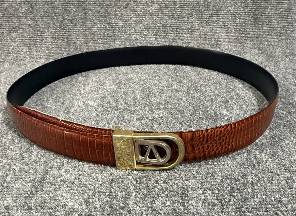 Vintage Mario Valentino Crocodile Skin Brown Designer Belt Size 44/110 - Image 3 of 4