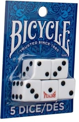 5 Dice Set Six Sided D6 Standard Game White Black 16 mm | lawn-game Bicycle