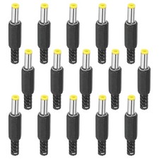 5.5x2.5mm DC Male Plug Power Supply Ends, 15 Pack DIY DC Barrel Connector Yellow