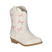 Wonder Nation Toddler Girl's Cream Bow Print Western Cowboy Boots Shoes: 9-10