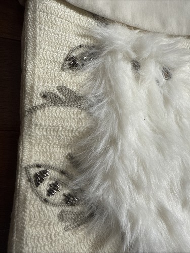 Pottery Barn Marfil Bosque Cuentas Búho Piel Sintética MEDIAS DE NAVIDAD sin Mono - Imagen 3 de 8