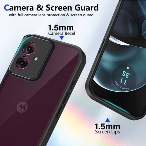 For Motorola Moto G55, Matte Semi-transparent Black Hybrid Shockproof Cover Case - 第 4/9 張圖片