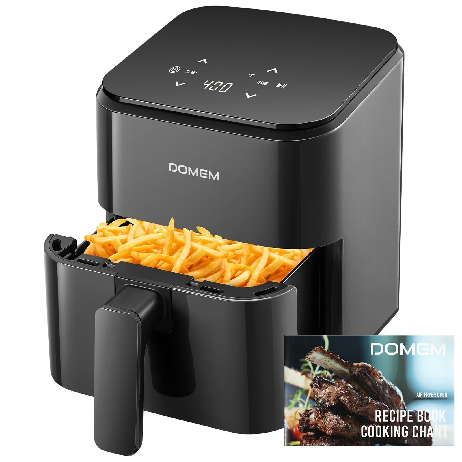 3 Qt Compact Air Fryer with Non-Stick Basket and Rack, User Friendly Simple T...